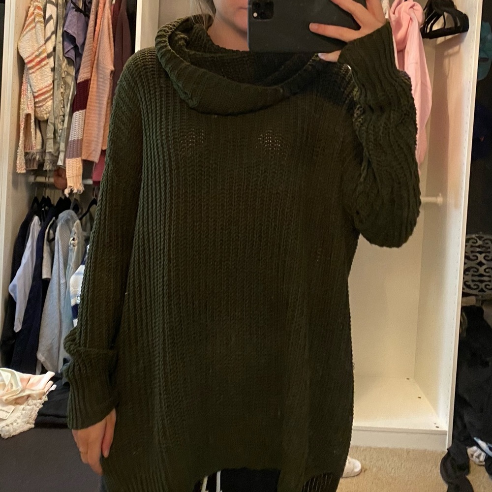 Green Sweater with Open Back